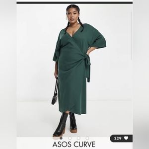 Emerald green wrap sweater dress